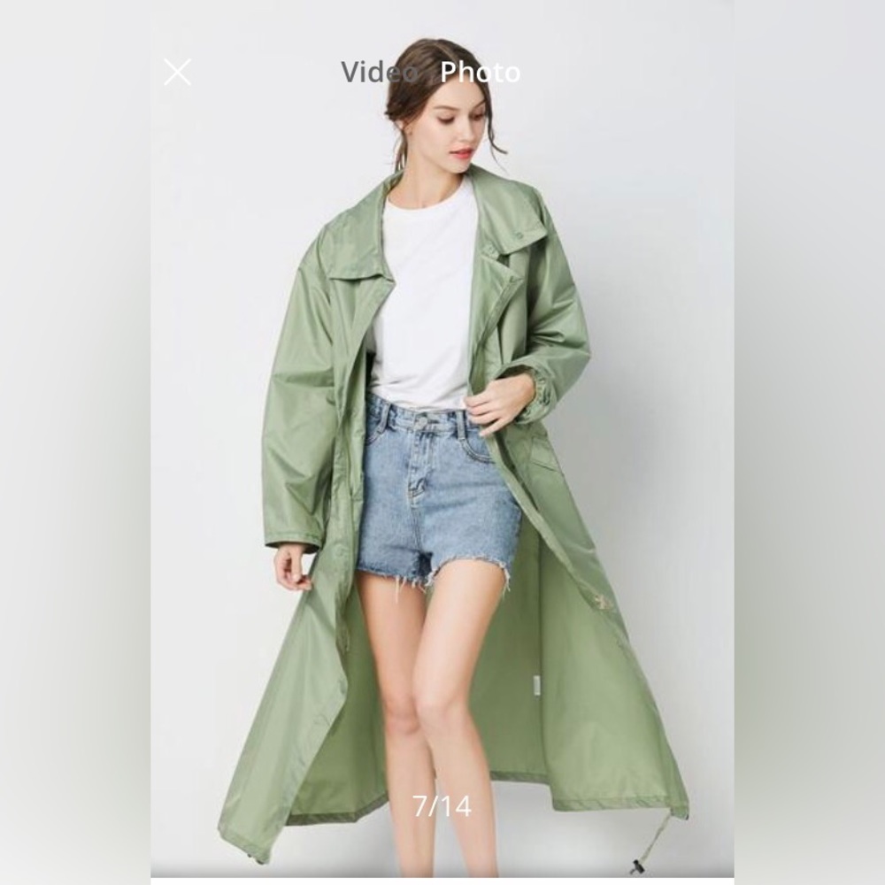 RAIN COAT WOMEN size XL green Waterproof Ladies Outdoor Wind Forest Jacket Coat